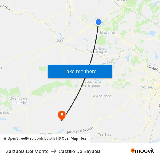 Zarzuela Del Monte to Castillo De Bayuela map