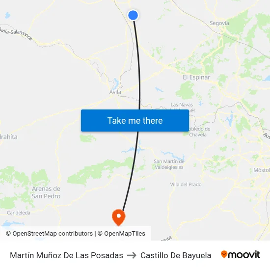 Martín Muñoz De Las Posadas to Castillo De Bayuela map