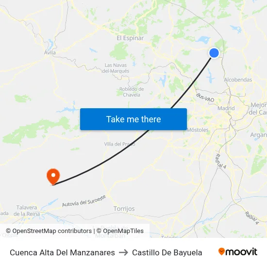 Cuenca Alta Del Manzanares to Castillo De Bayuela map
