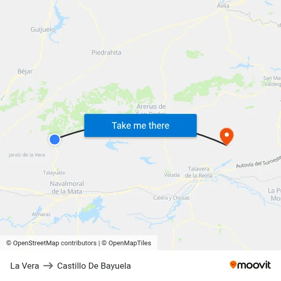 La Vera to Castillo De Bayuela map
