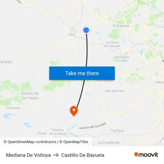 Mediana De Voltoya to Castillo De Bayuela map