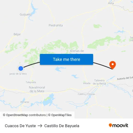 Cuacos De Yuste to Castillo De Bayuela map