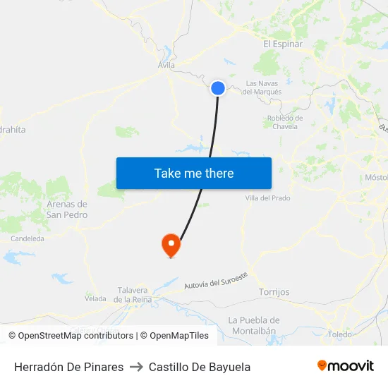 Herradón De Pinares to Castillo De Bayuela map