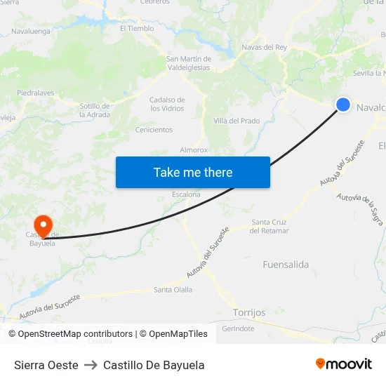 Sierra Oeste to Castillo De Bayuela map