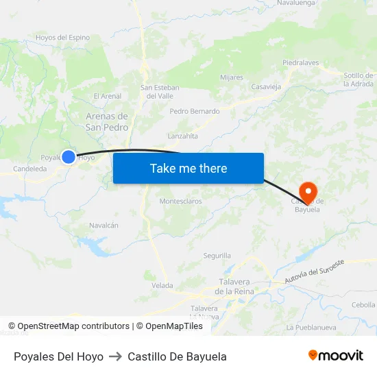 Poyales Del Hoyo to Castillo De Bayuela map
