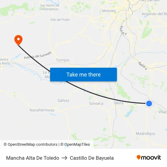 Mancha Alta De Toledo to Castillo De Bayuela map