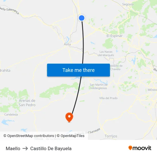 Maello to Castillo De Bayuela map