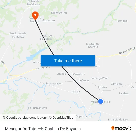 Mesegar De Tajo to Castillo De Bayuela map