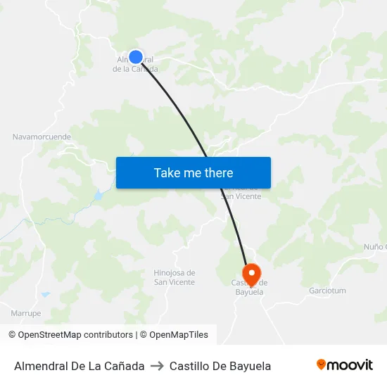 Almendral De La Cañada to Castillo De Bayuela map