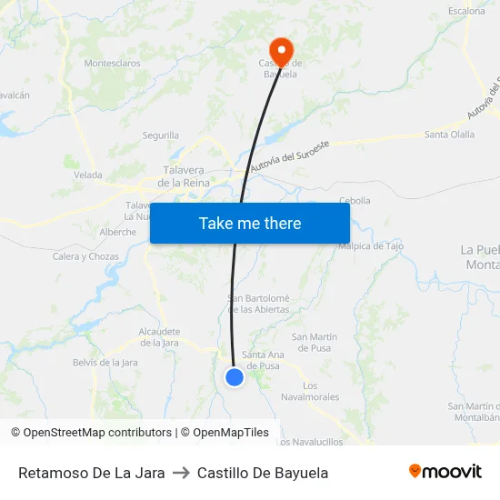 Retamoso De La Jara to Castillo De Bayuela map