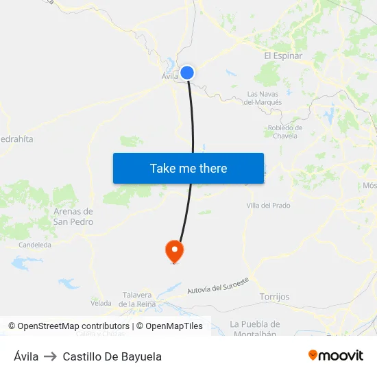 Ávila to Castillo De Bayuela map
