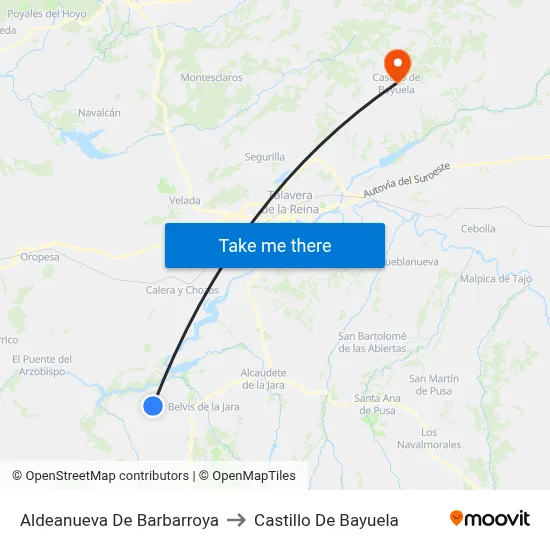 Aldeanueva De Barbarroya to Castillo De Bayuela map