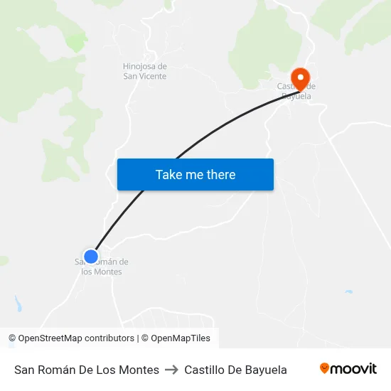 San Román De Los Montes to Castillo De Bayuela map