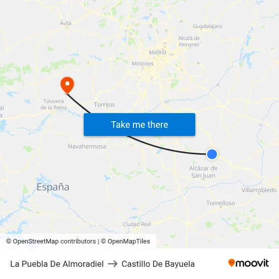 La Puebla De Almoradiel to Castillo De Bayuela map