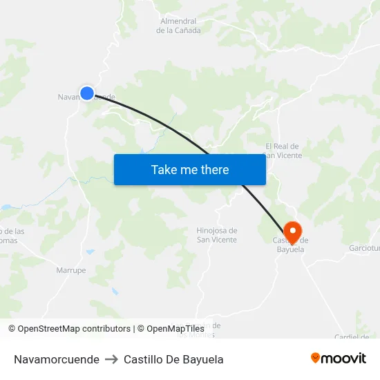 Navamorcuende to Castillo De Bayuela map
