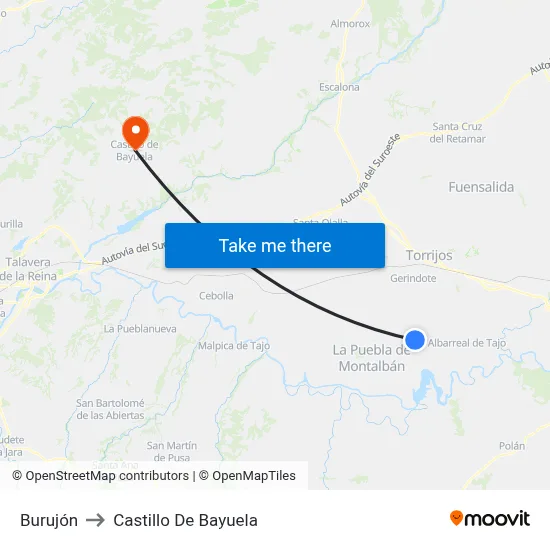 Burujón to Castillo De Bayuela map