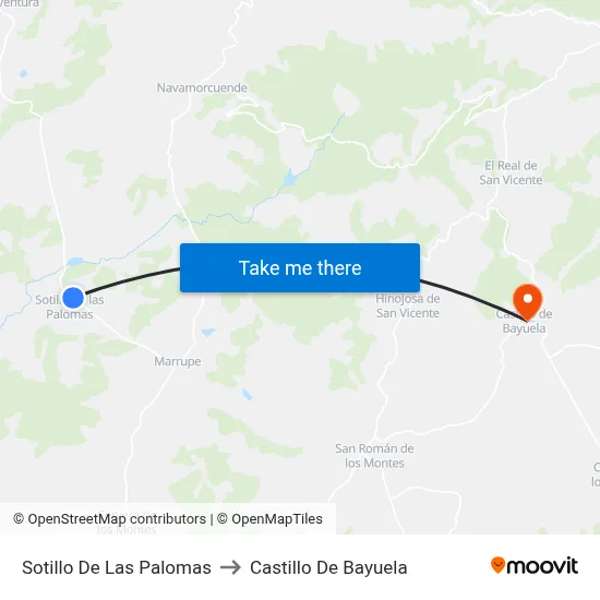Sotillo De Las Palomas to Castillo De Bayuela map