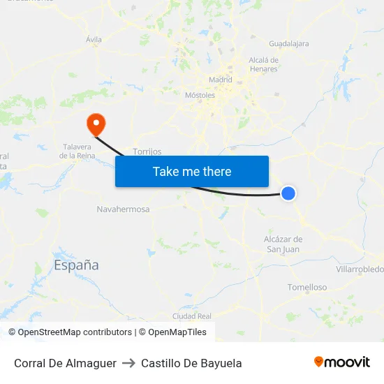 Corral De Almaguer to Castillo De Bayuela map