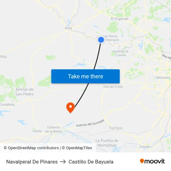 Navalperal De Pinares to Castillo De Bayuela map