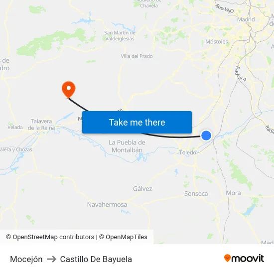Mocejón to Castillo De Bayuela map