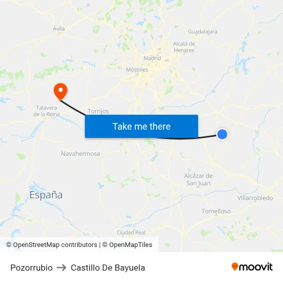 Pozorrubio to Castillo De Bayuela map