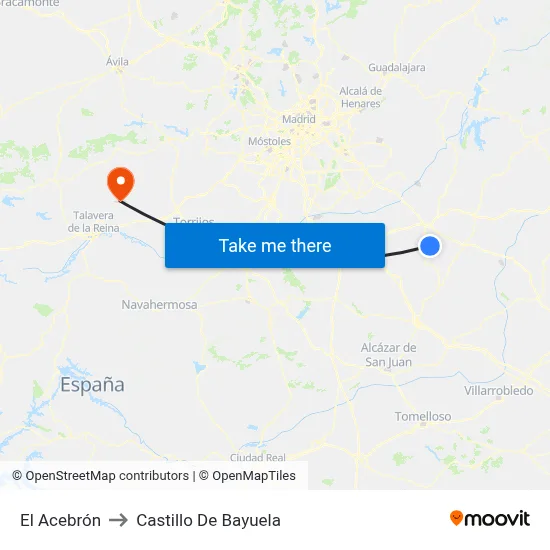El Acebrón to Castillo De Bayuela map