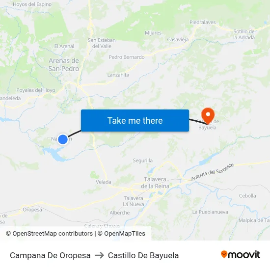 Campana De Oropesa to Castillo De Bayuela map
