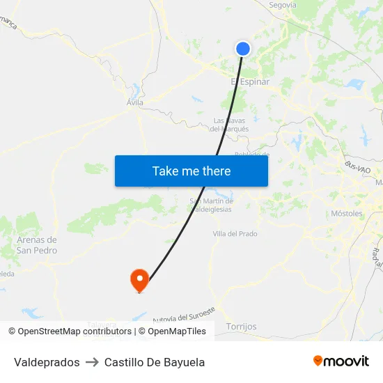 Valdeprados to Castillo De Bayuela map