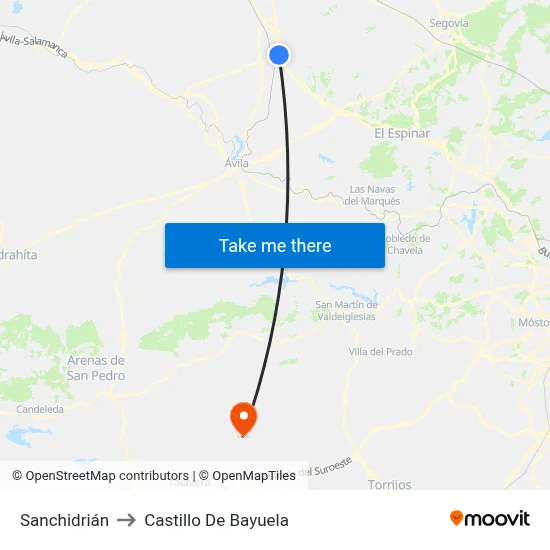 Sanchidrián to Castillo De Bayuela map