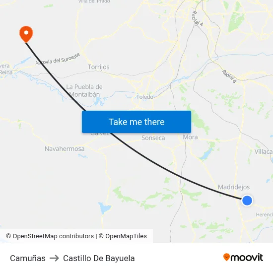 Camuñas to Castillo De Bayuela map