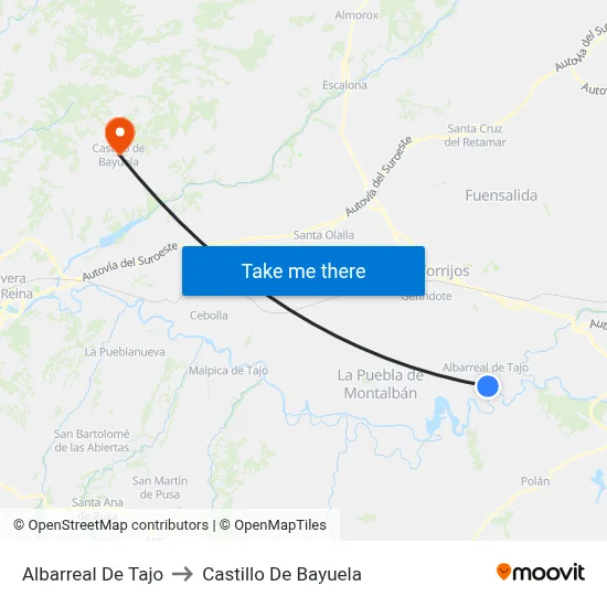Albarreal De Tajo to Castillo De Bayuela map