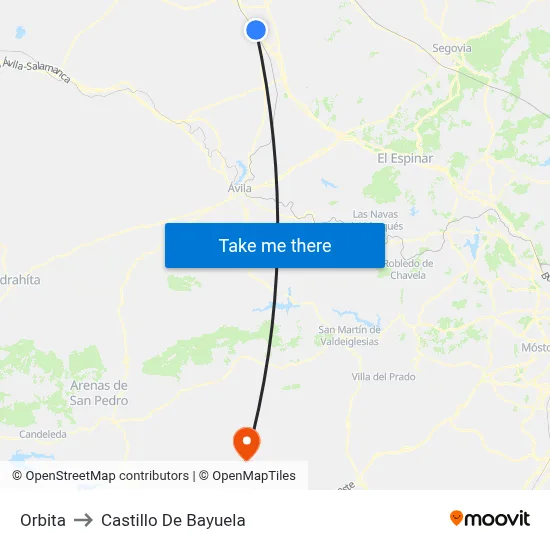 Orbita to Castillo De Bayuela map