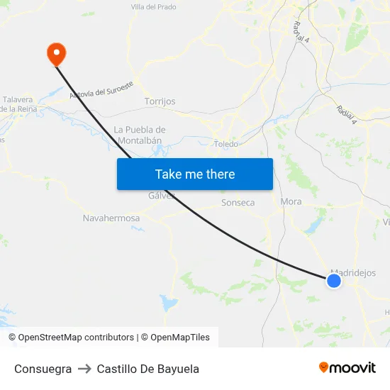 Consuegra to Castillo De Bayuela map
