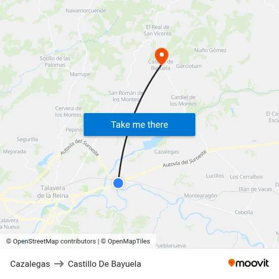 Cazalegas to Castillo De Bayuela map