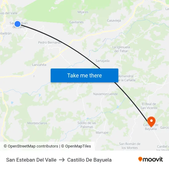 San Esteban Del Valle to Castillo De Bayuela map