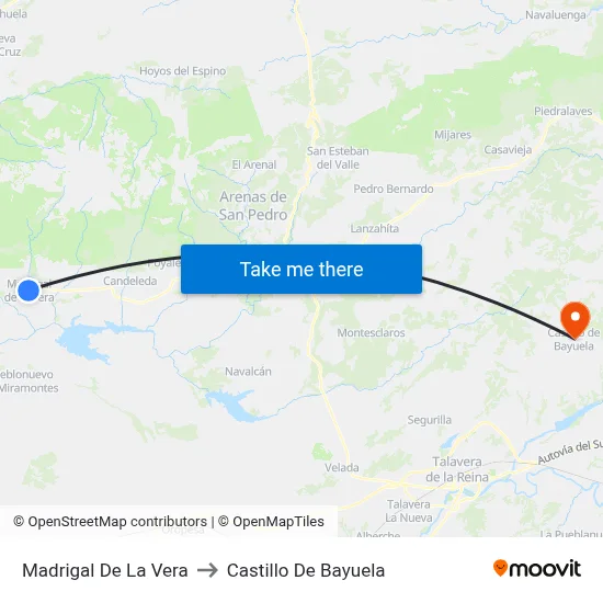 Madrigal De La Vera to Castillo De Bayuela map