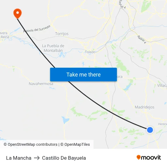 La Mancha to Castillo De Bayuela map