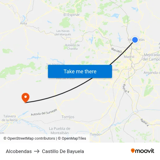 Alcobendas to Castillo De Bayuela map