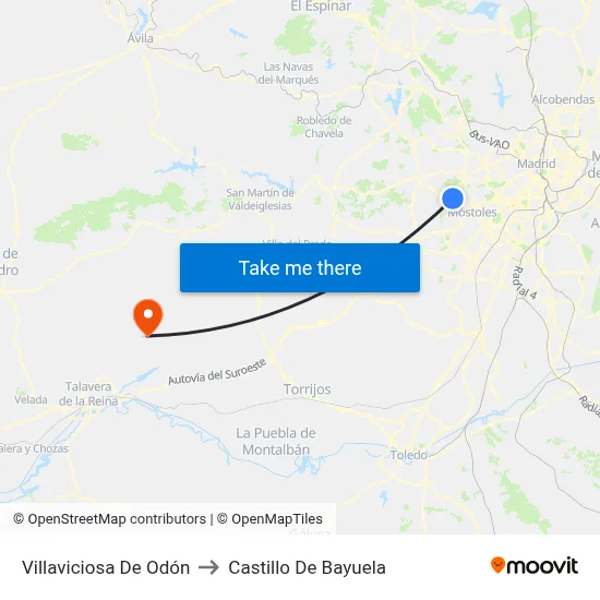 Villaviciosa De Odón to Castillo De Bayuela map