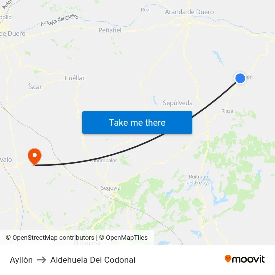 Ayllón to Aldehuela Del Codonal map