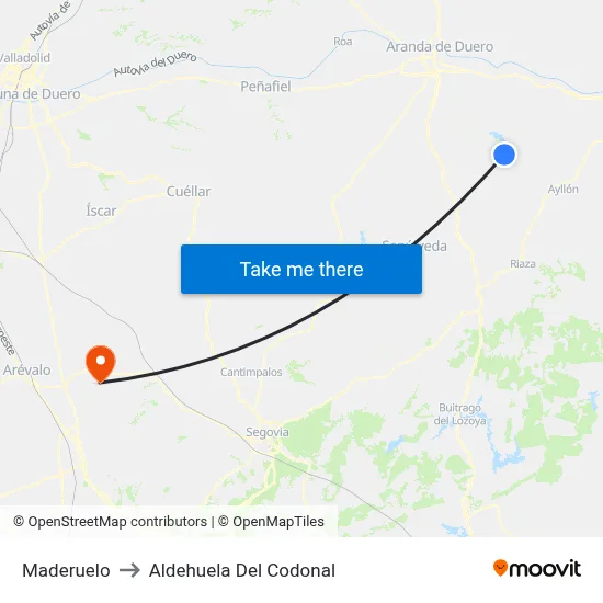Maderuelo to Aldehuela Del Codonal map