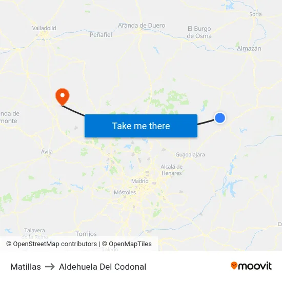 Matillas to Aldehuela Del Codonal map