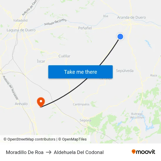 Moradillo De Roa to Aldehuela Del Codonal map