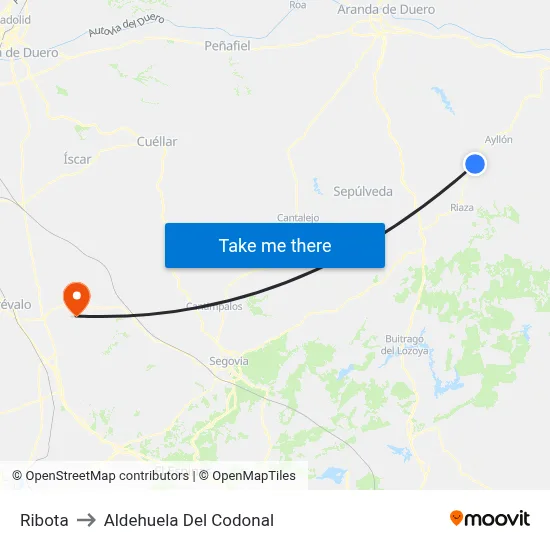 Ribota to Aldehuela Del Codonal map