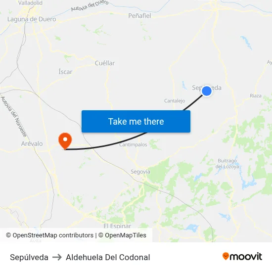Sepúlveda to Aldehuela Del Codonal map