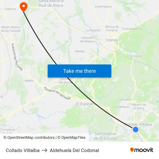 Collado Villalba to Aldehuela Del Codonal map