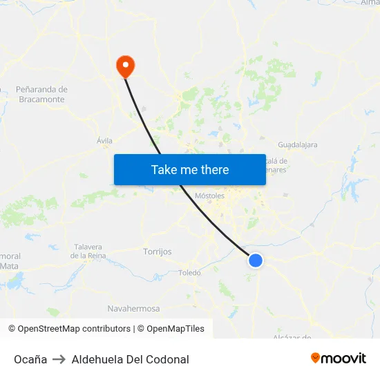Ocaña to Aldehuela Del Codonal map