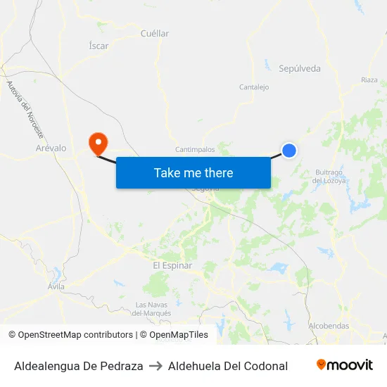 Aldealengua De Pedraza to Aldehuela Del Codonal map