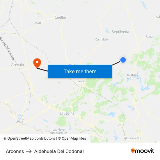 Arcones to Aldehuela Del Codonal map