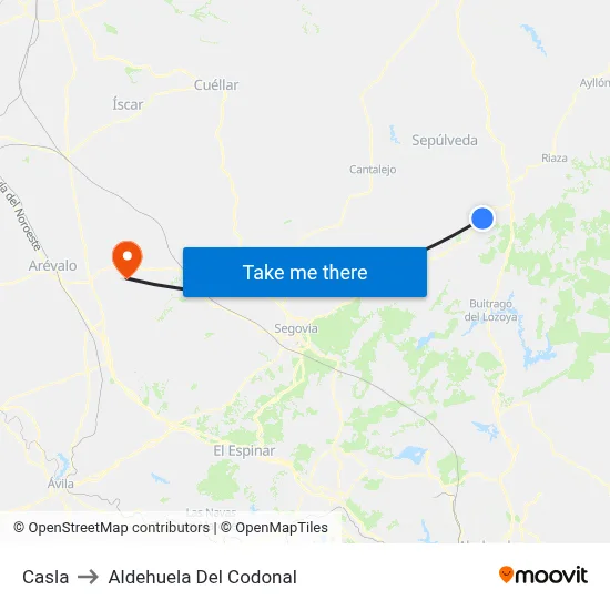 Casla to Aldehuela Del Codonal map